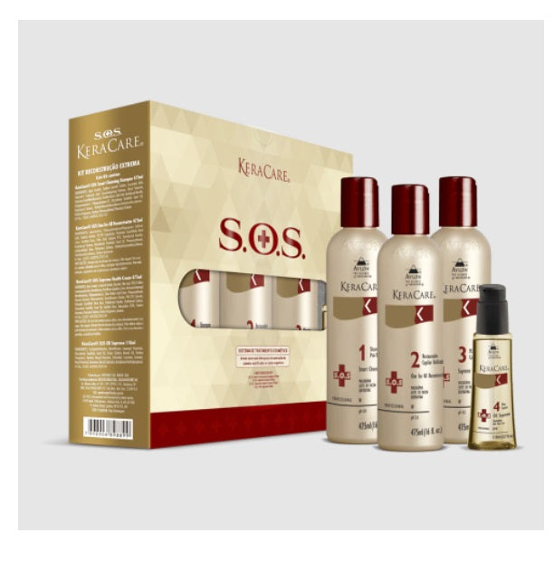 Avlon Hair Care Kits KeraCare SOS Hair Reconstructor Treatment Recovery Resistance Kit 4 Itens - Avlon