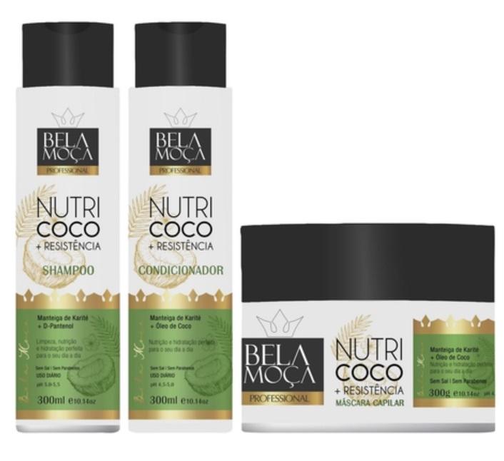 Bela Moça Home Care Coco Nutri Resistance Karité D-Panthenol Hair Treatment Kit 3x300 - Bela Moça