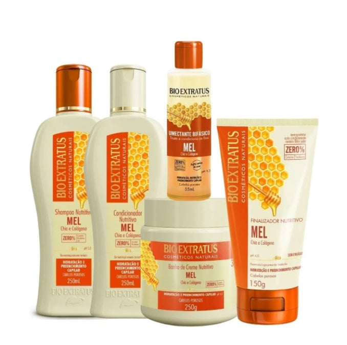 Bio Extratus Hair Care Kits Honey Mel Collagen Hair Hydration Repair Treatment Kit 5 Itens - Bio Extratus