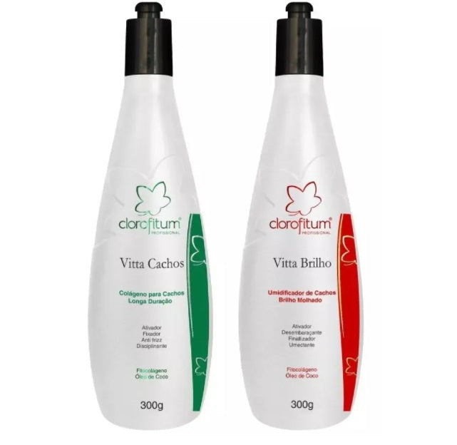 Clorofitum Hair Care Vitta Curls Shine Curly Wavy Anti Frizz Hydration Treatment Kit 2x300 - Clorofitum