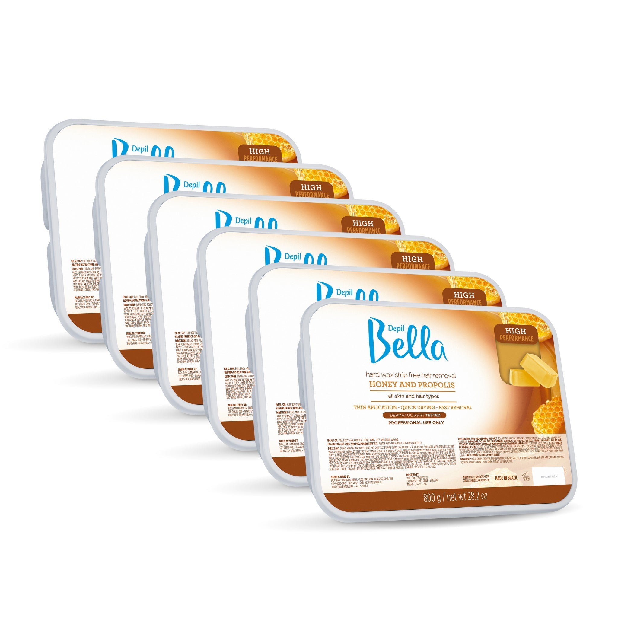 Depil Bella Hair Removal Wax Depil Bella High Performance Hard wax Hair Removal Honey with propolis 28.2 Oz (6 Units )