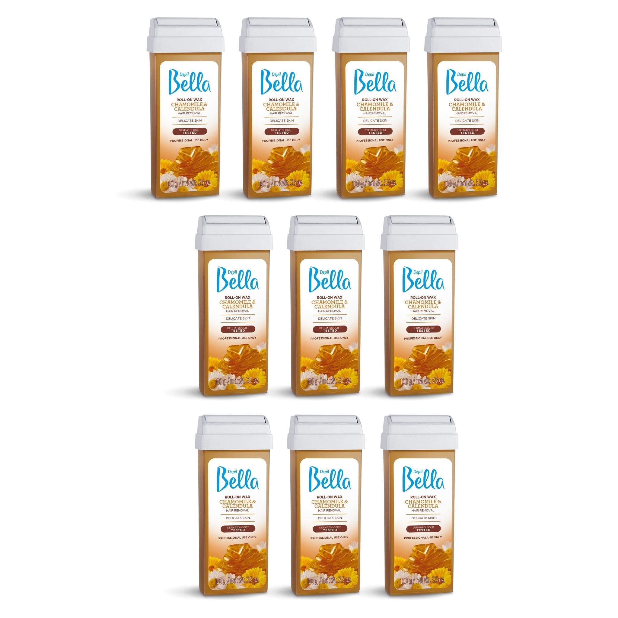 Depil Bella Hair Removal Wax Depil Bella Roll on Chamomile and Calendula Wax Hair Removal Cartridges 3.52 Oz  (10 Units )