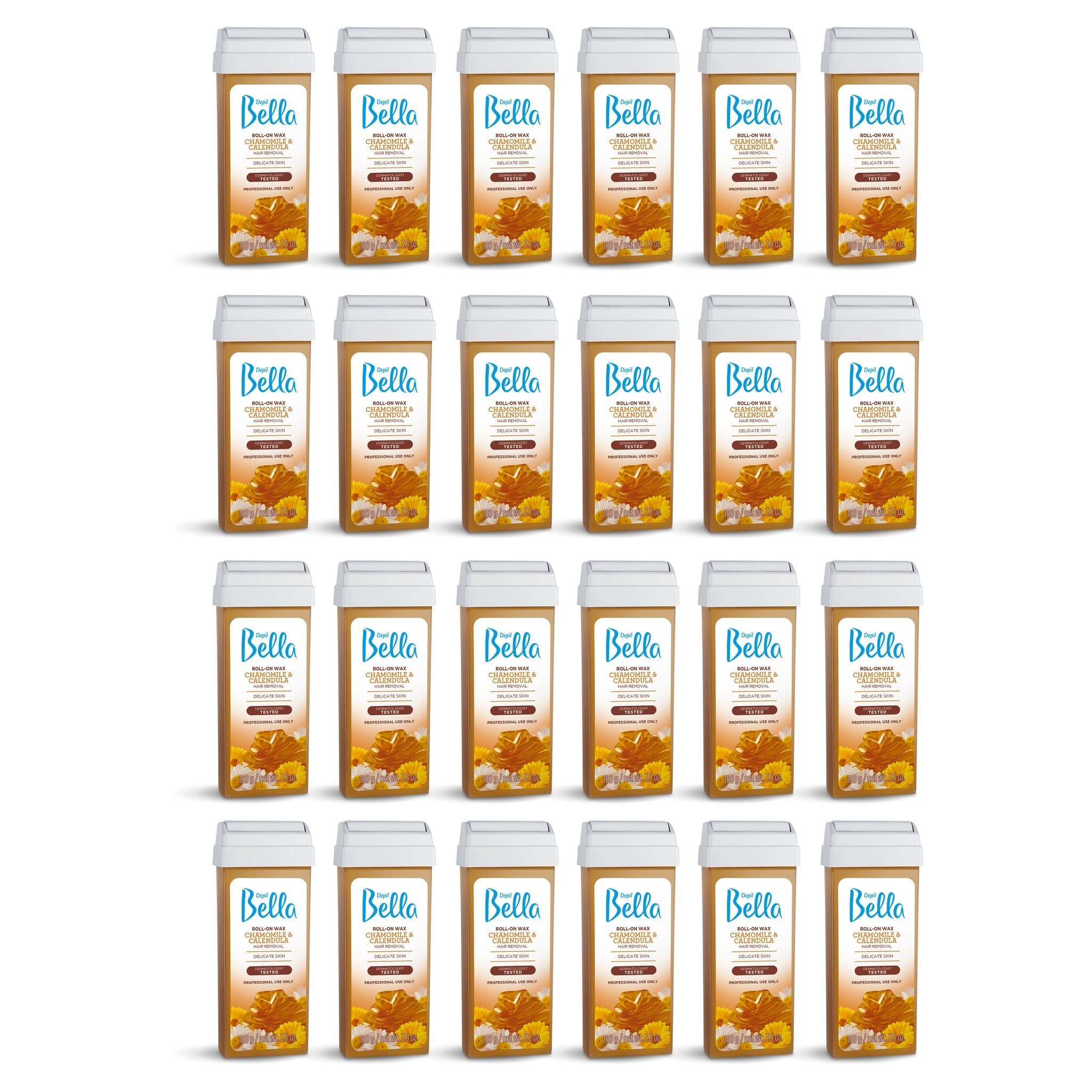 Depil Bella Hair Removal Wax Depil Bella Roll on Chamomile and Calendula Wax Hair Removal Cartridges 3.52 Oz (24 Units )