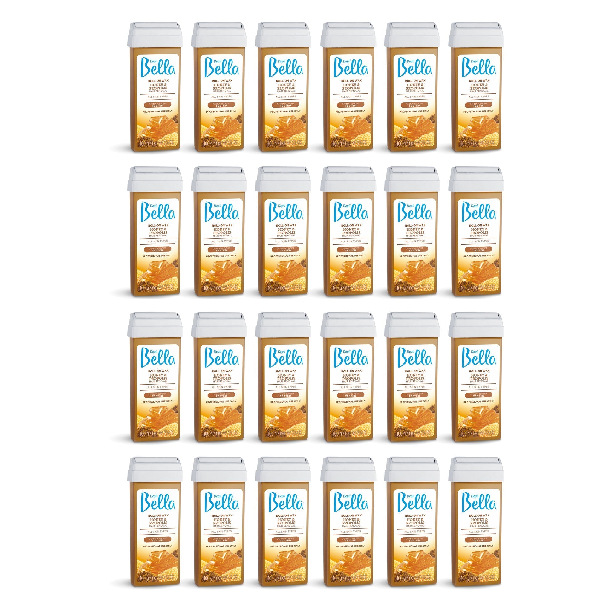 Depil Bella Hair Removal Wax Depil Bella Roll-On Honey with Propolis Wax Hair Removal Cartridges 3.52Oz (120 Units )