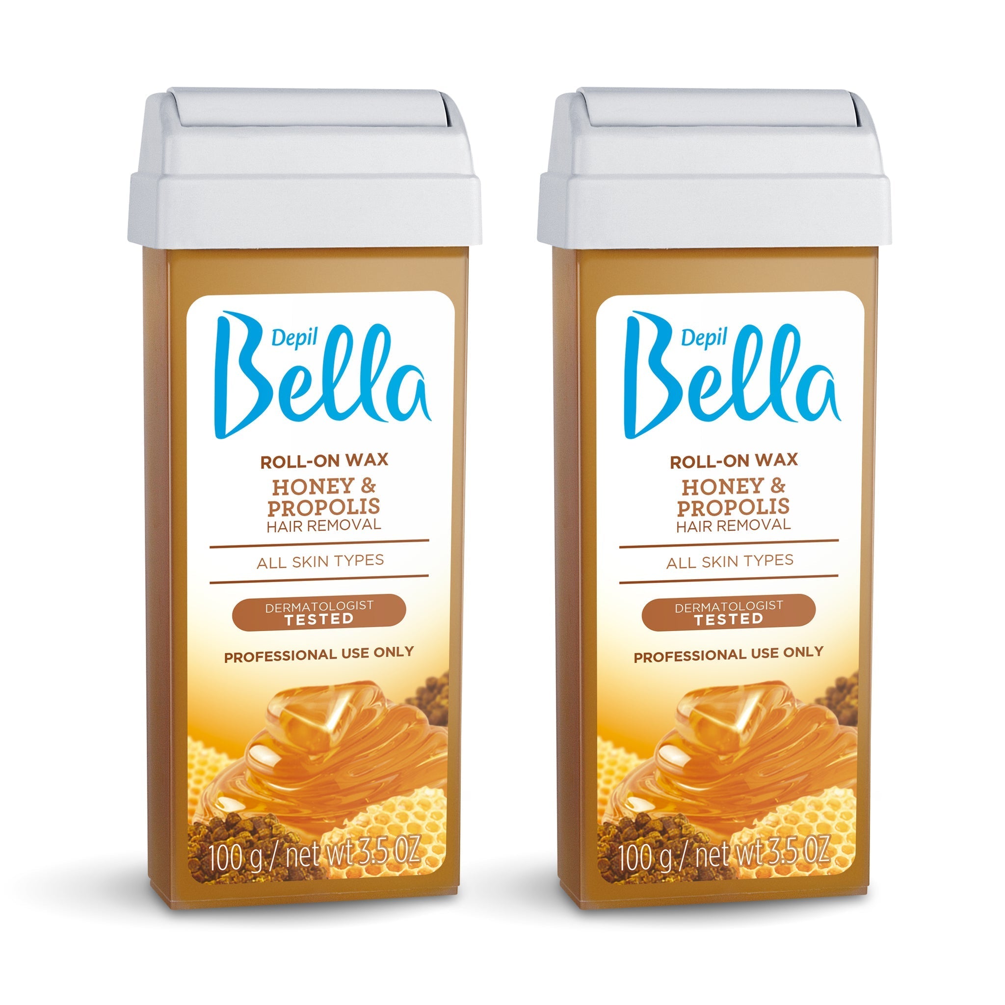 Depil Bella Hair Removal Wax Depil Bella Roll-On Honey with Propolis Wax Hair Removal Cartridges 3.52Oz (2 Units )