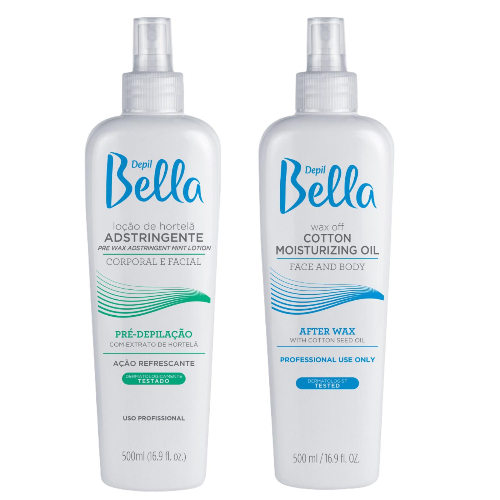 Depil Bella Skin Care Kit Kit Depil Bella, 1 unit Post Waxing Oil Remover and 1 unit Pre Waxing Astringent.