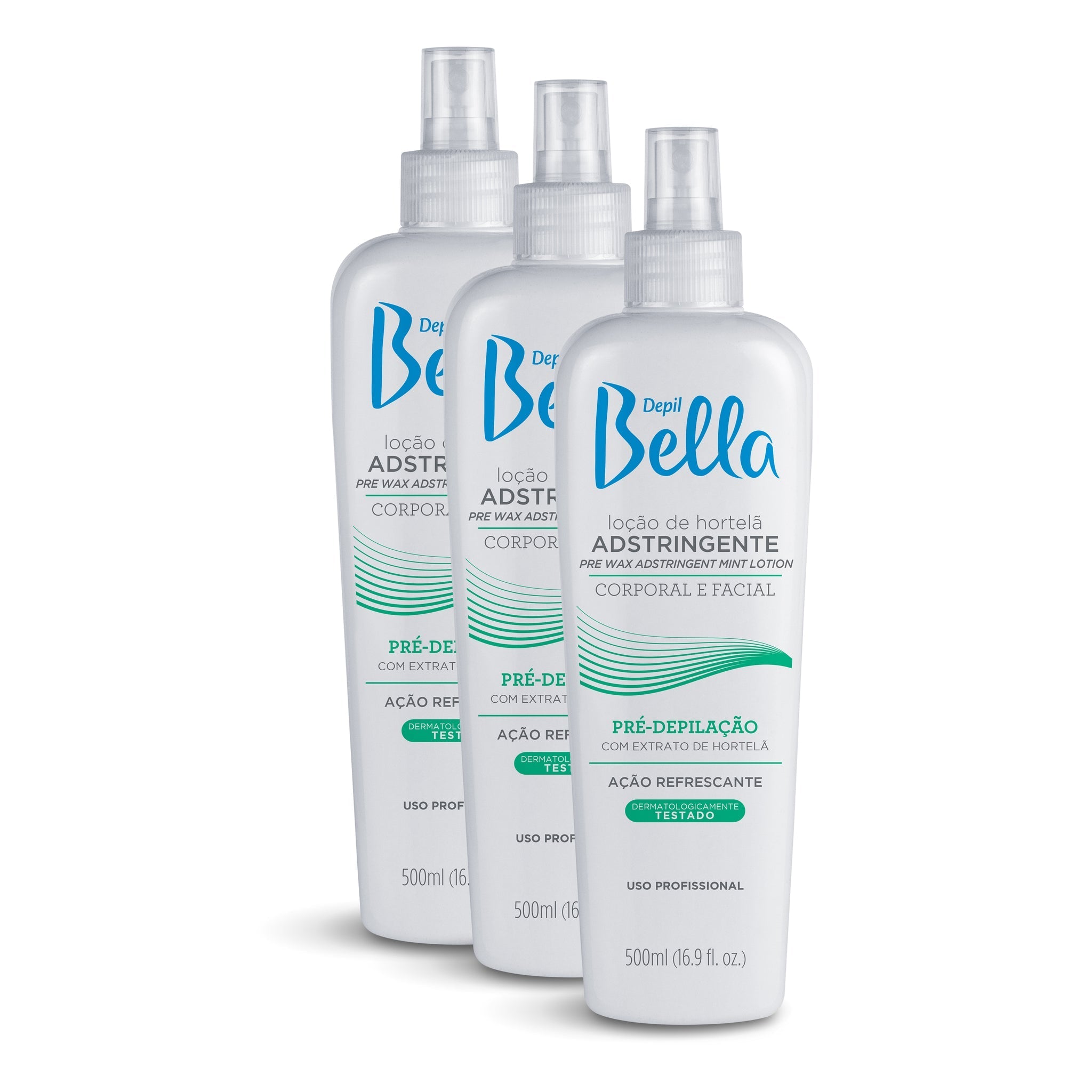 Depil Bella Skin Lotion Depil Bella Pre Waxing Astringent Skin Lotion with Mint Extract 500ml (3 Units )
