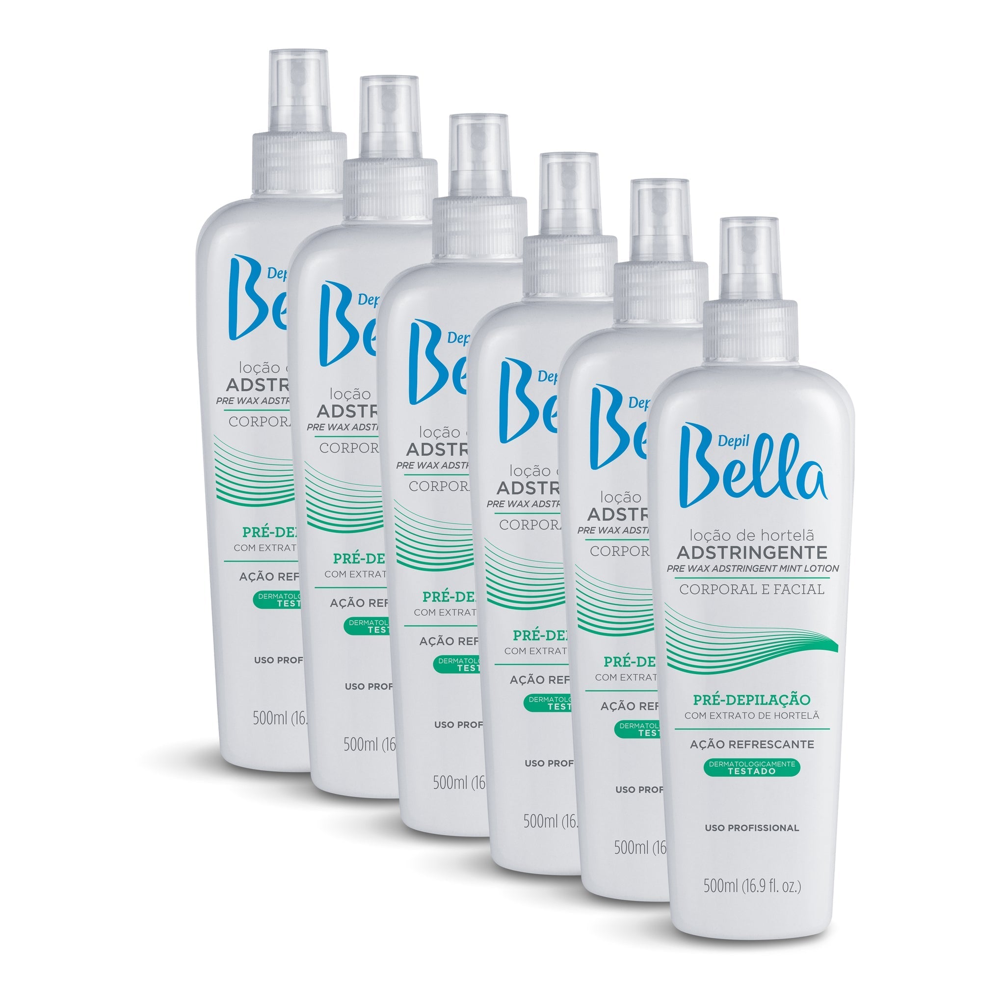 Depil Bella Skin Lotion Depil Bella Pre Waxing Astringent Skin Lotion with Mint Extract 500ml (6 Units )