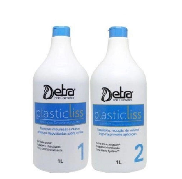 Detra Hair Hair Straighteners Plastic Liss Lysoplasty Volume Reducer Progressive Brush Deep Hair Mask Kit 2x1L - Detra Hair