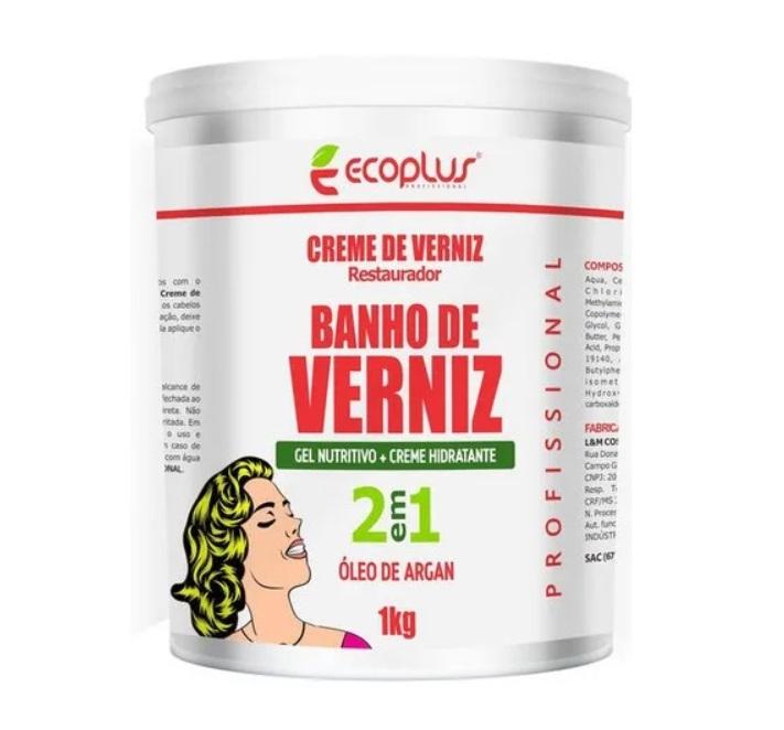 Ecoplus Hair Mask Varnish Bath Moisturizing 2 in 1 Argan Oil Cream Nourishing Gel 1Kg - Ecoplus