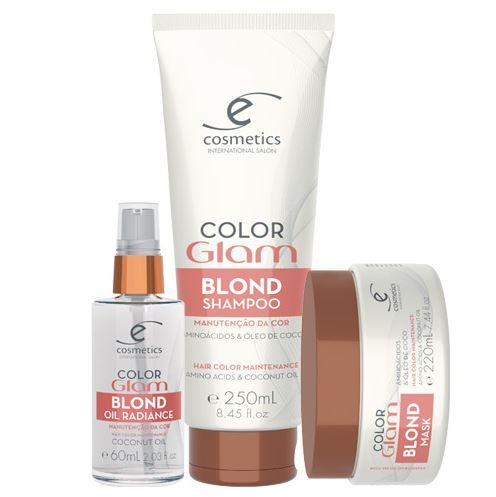 Ecosmetics Brazilian Keratin Treatment Color Glam Blond Bleached Colored Hydration Treatment Kit 3 Prod. - Ecosmetics