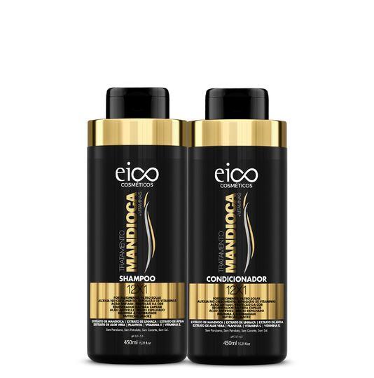 Eico Brazilian Keratin Treatment Anti Age Anti Frizz Nourishing Cassava Treatment Hair Strenght Kit 2x450 - Eico