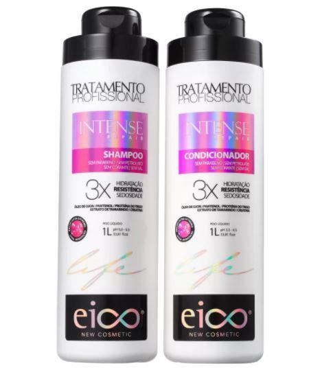 Eico Brazilian Keratin Treatment Hydration Resistance Silkiness Intense Repair Ojon Panthenol Kit 2x1L - Eico