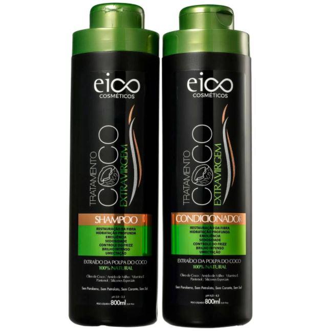 Eico Brazilian Keratin Treatment Restoration Hydration Extra Virgin Coconut Oil Treatment Kit 2x800ml - Eico