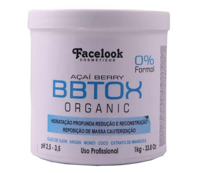 Facelook Brazilian Keratin Treatment Organic White BBtox Açaí Berry 0% Formol Cauterization Mask 1Kg - Facelook