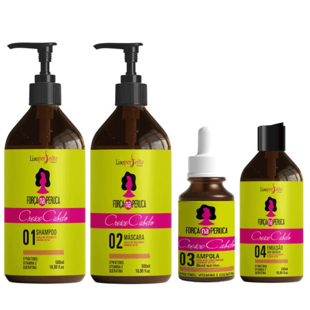 Fio Perfeitto Hair Care Kits Hair Growth Força na Peruca Strengthening Recovery Kit 4 Itens - Fio Perfeitto