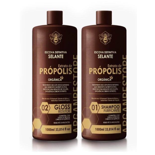 Fio Perfeitto Hair Straighteners Definitive Sealant Organic Propolis Extract Progressive Brush Kit 2x1L - Fio Perfeitto
