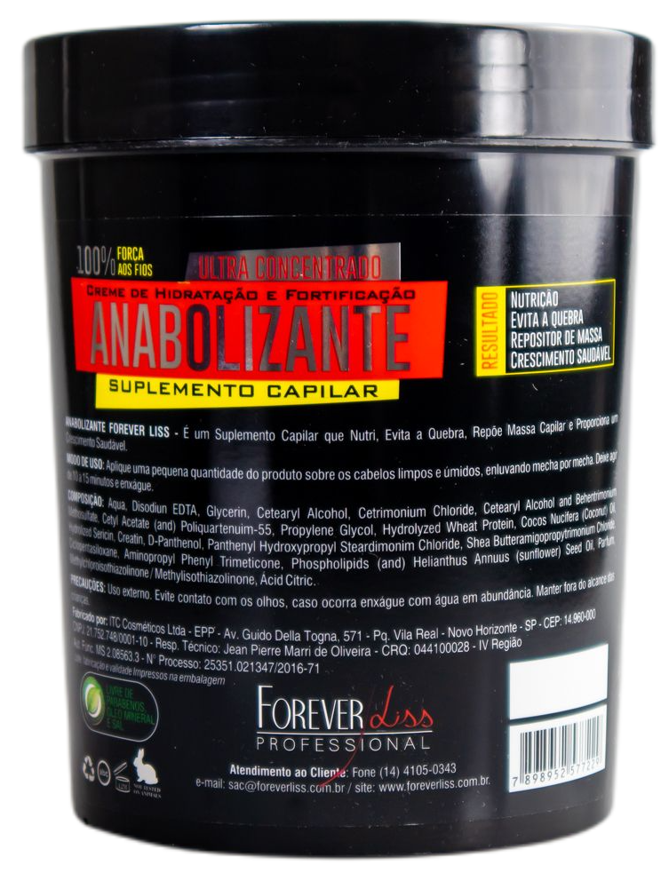 Forever Liss Brazilian Hair Treatment Anabolic Capillary Mask Strength and Nutrition 950gr - Forever Liss