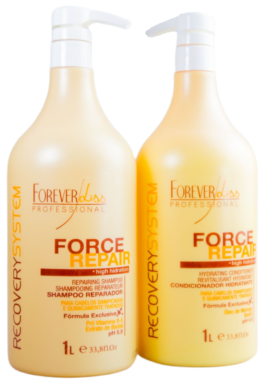 Forever Liss Brazilian Keratin Treatment Force Repair Recovery System Hair Treatment Kit 2x1L - Forever Liss