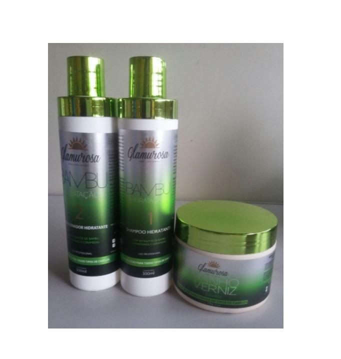 Glamurosa Cosmetics Hair Treatment Bamboo Varnish Bath Moisturizing Treatment Kit 3 Itens - Glamurosa Cosmetics
