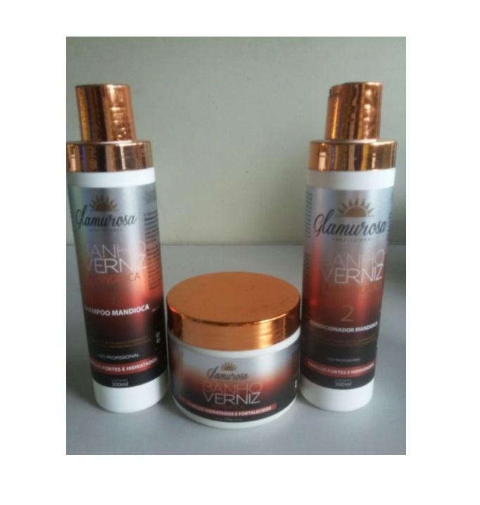 Glamurosa Cosmetics Home Care Mandioca Cassava Varnish Bath Home Care Hair Kit 3 Itens - Glamurosa Cosmetics