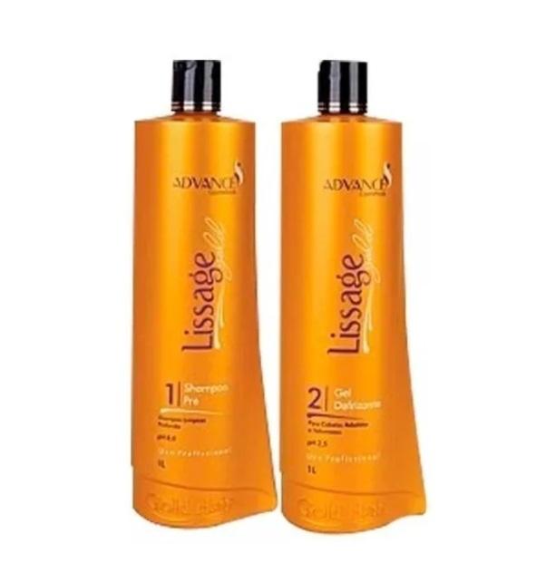Gold Hair Advance Brazilian Keratin Treatment Lissage Progressive Brush Keratin Straightening Kit 2x1L - Gold Hair Advance