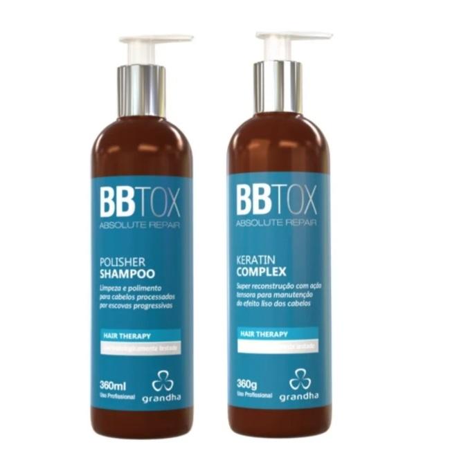 Grandha Brazilian Keratin Treatment BBtox Absolute Repair Keratin Complex Antioxidant Treatment Kit 2x360g - Grandha