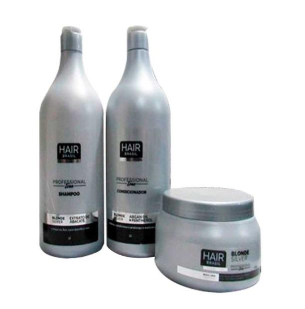 Hair Brasil Brazilian Keratin Treatment Blonde Tinting Daily Argan Oil Panthenol Treatment Kit 3 Itens - Hair Brasil