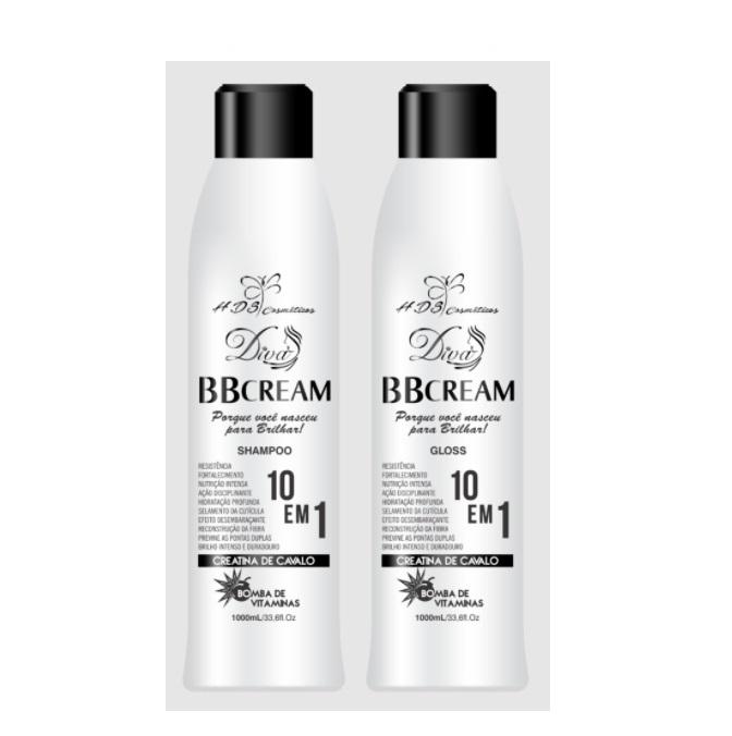 HDS Cosmetics Brazilian Keratin Treatment BB Cream Progressive Brush 10 in 1 Horse Creatine Hair Kit 2x1L - HDS Cosmetics