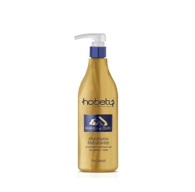 Hobety Shampoo Gold Bath Shampoo Hair Recovry Hydration Hyaluronic Acid Strenghtening 750ml - Hobety