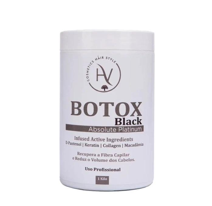HV Cosmetics Brazilian Keratin Treatment Black Platinum Absolute Fiber Repair Volume Reducer Btox 1Kg - HV Cosmetics