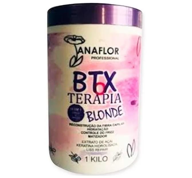 JanaFlor Brazilian Keratin Treatment Btox Blonde Tinting Therapy Fiber Recostruction Anti Frizz Cream 1kg - JanaFlor