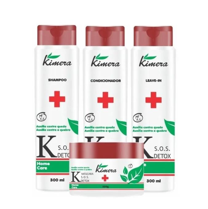 Kimera Home Care SOS Detox Home Care Anti Hair Fall & Break Maintenance Kit 4 Itens - Kimera