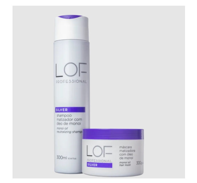 LOF Professional Hair Care Blond Hair Silver Tinting Color Maintenance Treatment Kit 2 Itens - LOF Professional