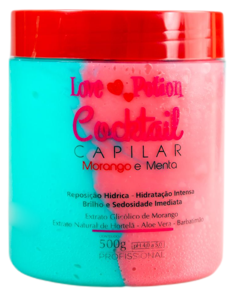 Love Potion Hair Mask Strawberry and Mint Cocktail Hydration Shine Treatment Mask 500g - Love Potion
