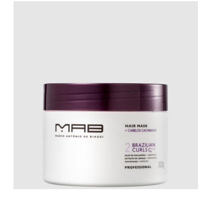 MAB Hair Care Brazilian Curls Curly Wavy Hair Silkiness Hydration Treatment Mask 300g - MAB