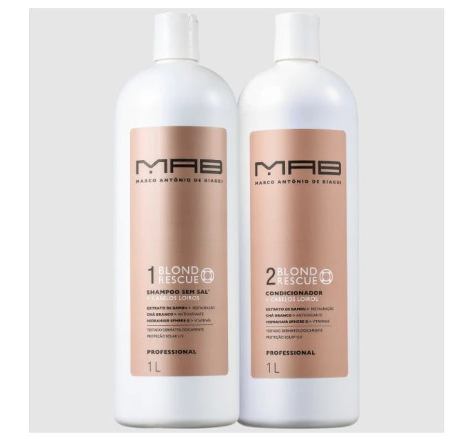 MAB Shampoo & Conditioner Blond Rescue Color Maintenance Softness Shine Hair Treatment Kit 2x1L - MAB