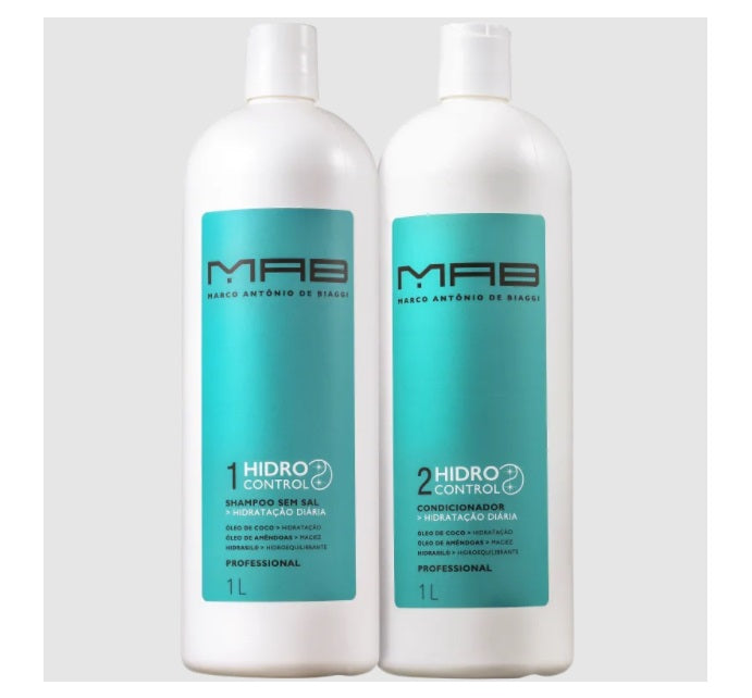 MAB Shampoo & Conditioner Hidro Control Daily Moisturizing Coconut Oil Almond Treatment Kit 2x1L - MAB