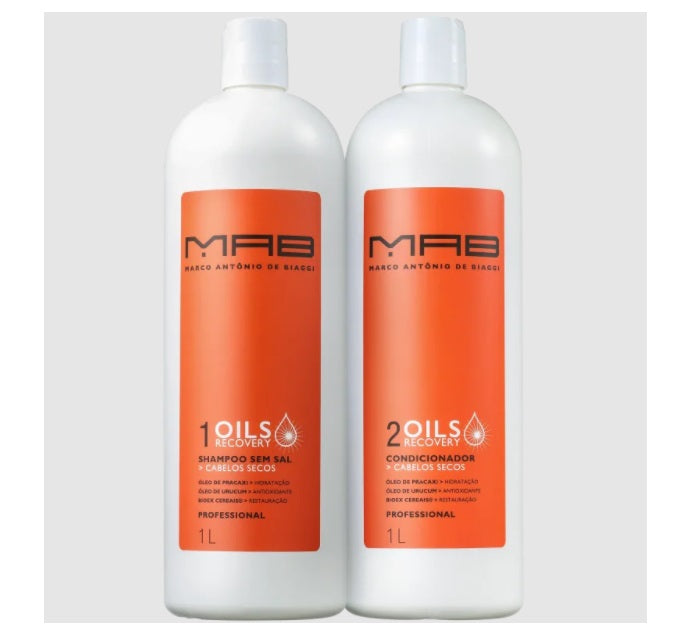 MAB Shampoo & Conditioner Oils Recovery Dry Hair Nourishing Softness Shine Daily Treatment Kit 2x1L - MAB