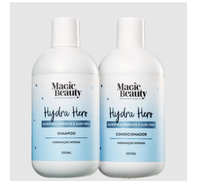 Magic Beauty Shampoo & Conditioner Hydra Hero Aloe Vera Amino Acids Hyaluronic Acid Hair Kit 2x300ml - Magic Beauty
