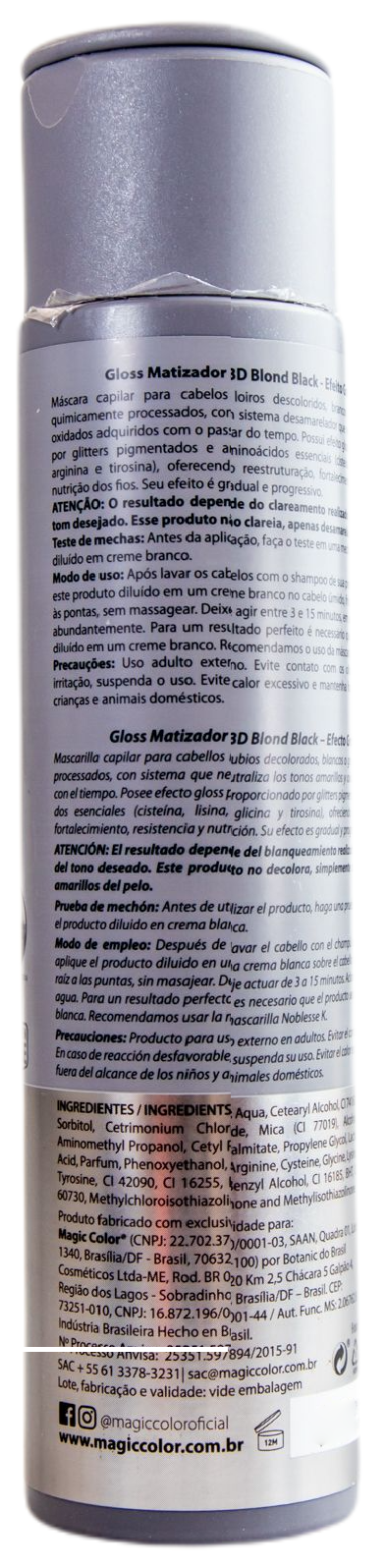 Magic Color Brazilian Keratin Treatment 3D Blond Black Treatment Tinting Gloss Mask Graphite Effect 300ml - Magic Color