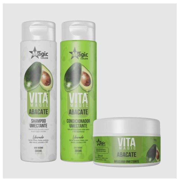 Magic Color Hair Care Kits Vita Magic Abacate Avocado Moisturizing Humectant Hair Kit 3 Itens - Magic Color