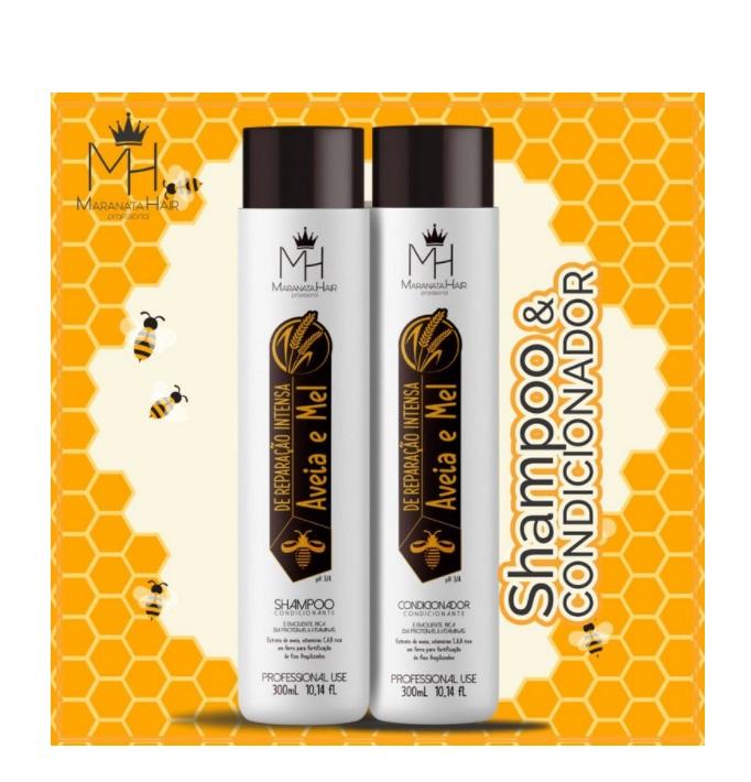 Maranata Hair Home Care Aveia Mel Oat Honey Growth Revitalizing Treatment Kit 2x300ml - Maranata Hair