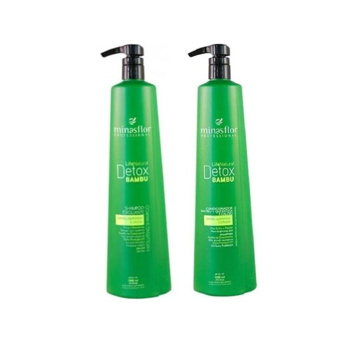 Minas Flor Brazilian Keratin Treatment Bamboo Detox Oily Hair Growth Multifunctional Treatment Kit 2x1 - Minas Flor
