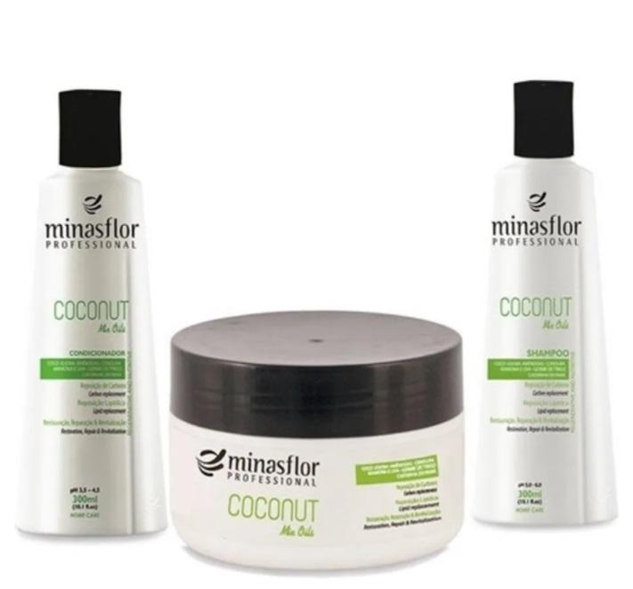 Coconut Mix Oils Post Chemistry Hair Nourishing Treatment Kit 3x300 - Minas Flor