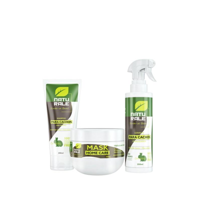 Naturale Hair Straighteners Vegan Cruelty Free Macadamia Coconut Oil Home Care Hair Kit 3 Itens - Naturale