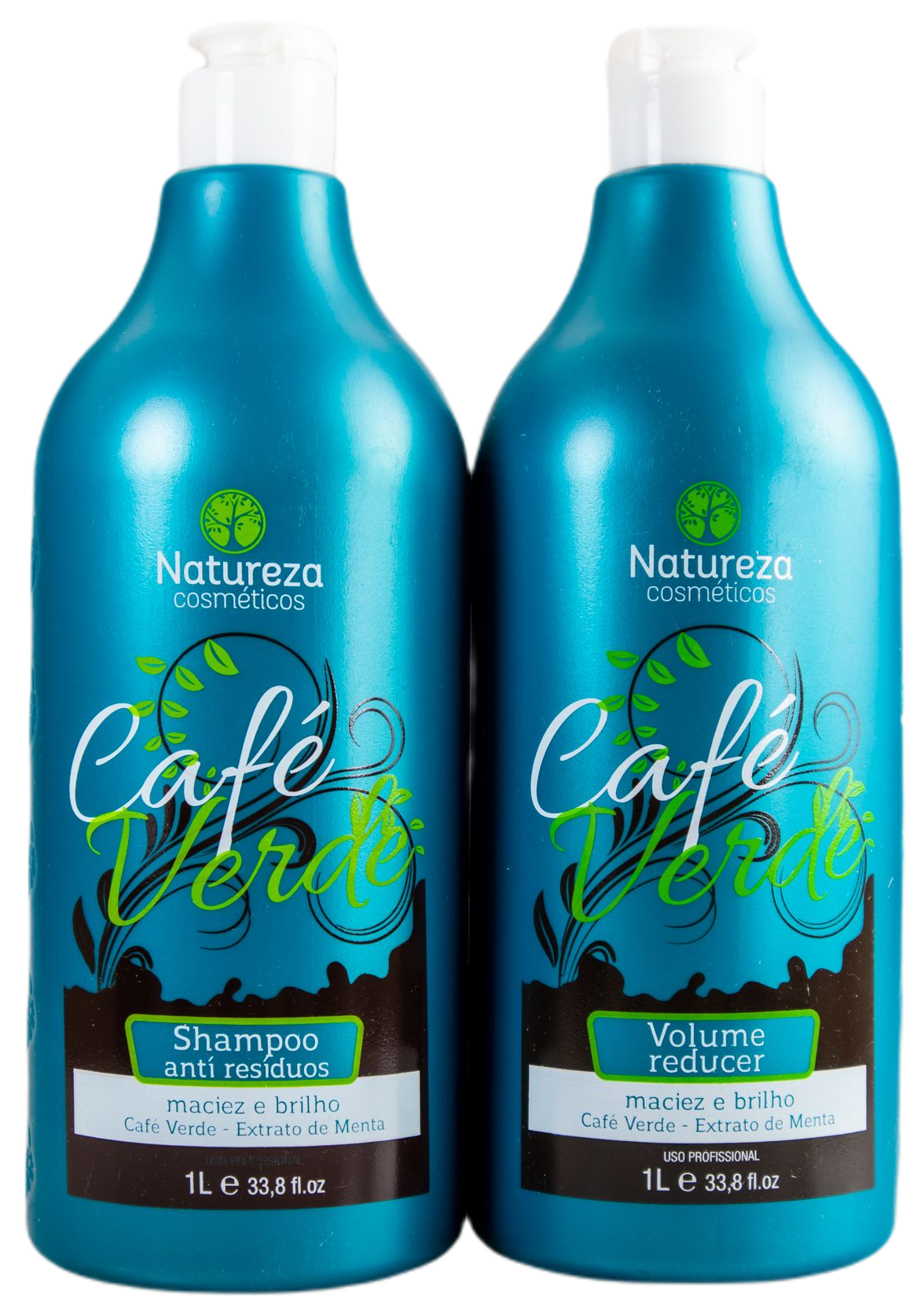 Natureza Cosmetics Brazilian Keratin Treatment Professional Treatment Green Coffee Mint Extract Softness Shine 2x1L - Natureza