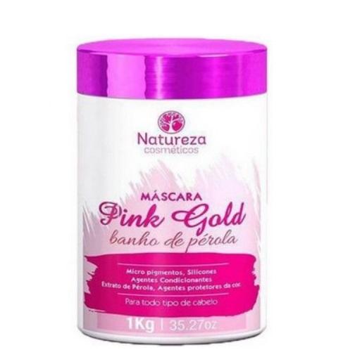 Tratamiento Capilar Brasileño Profesional Mascarilla de Baño Perlas de Oro Rosa 1Kg - Natureza