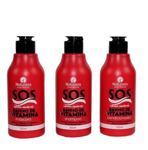 SOS Healthy Hair Home Care Bath of Vitamins Maintenance 3x300ml - Natureza