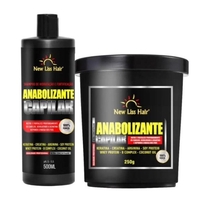 New Liss Hair Home Care Anabolizante Ultra Concentrated Anabolic Treatment Kit 2 Itens - New Liss Hair